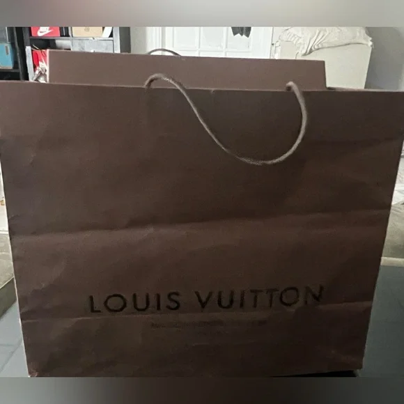 Louis Vuitton Dark Brown Box with Vibrant Red Ribbon